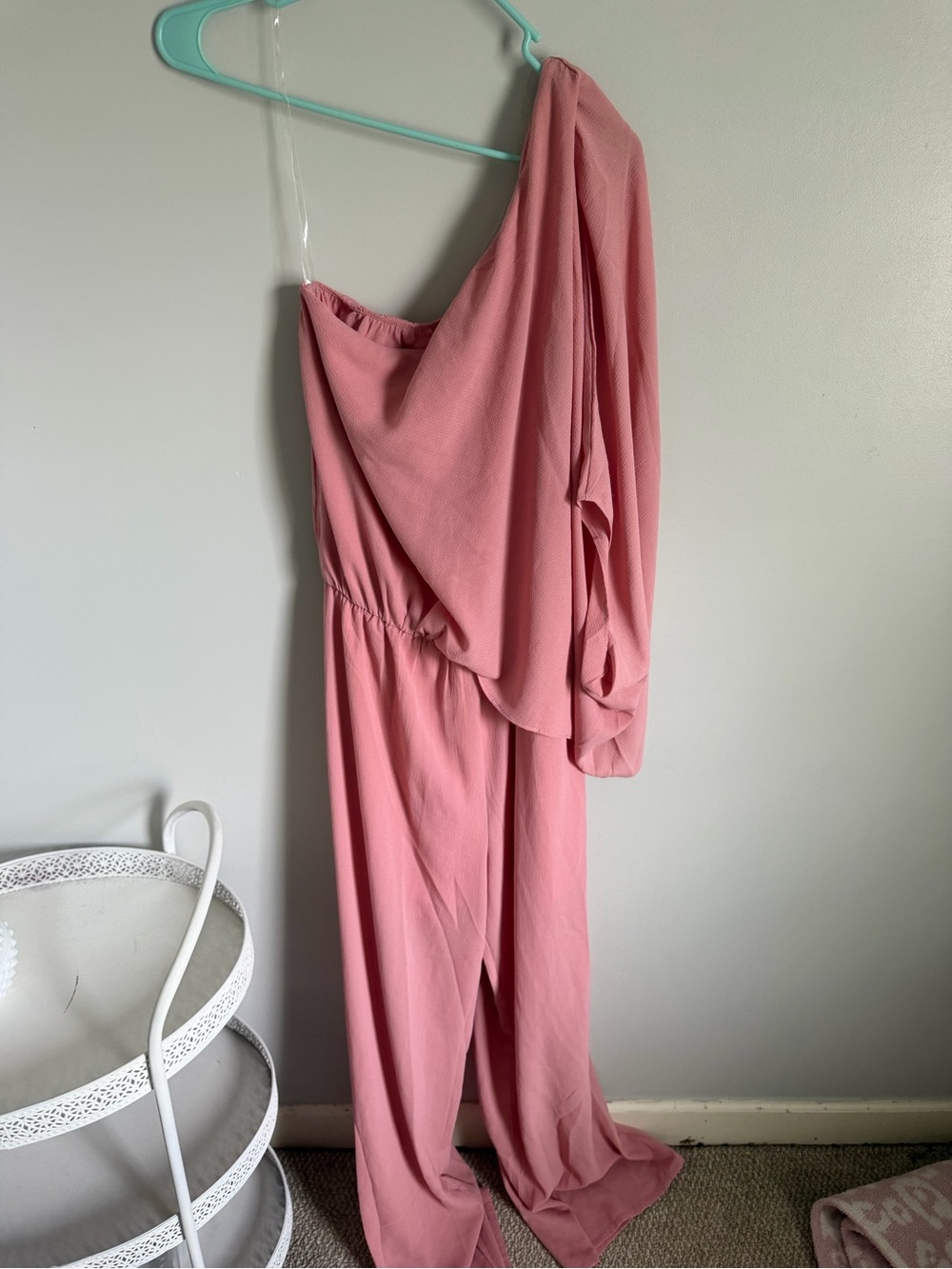 One-Shoulder Pink Jumpsuit